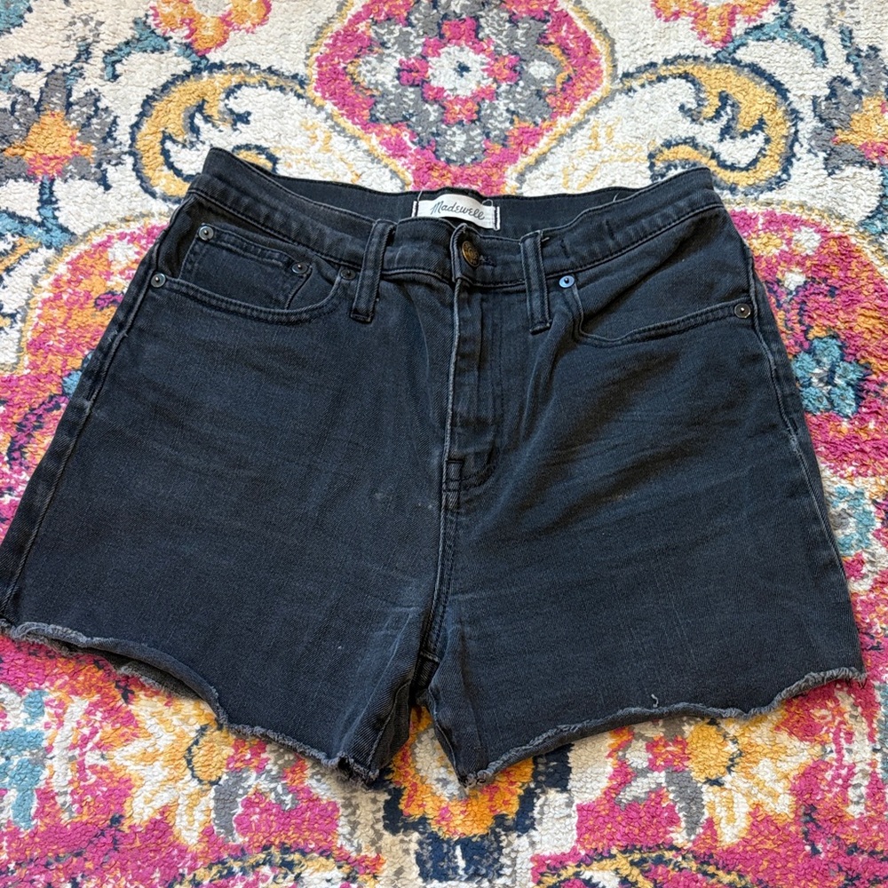 Madewell Black High-Rise Cutoff Denim Shorts